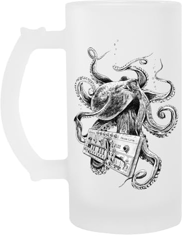 Suzetee Kraken With Analog Synthesizer Vaso De Cerveza Transparente Con Asa Para Beber