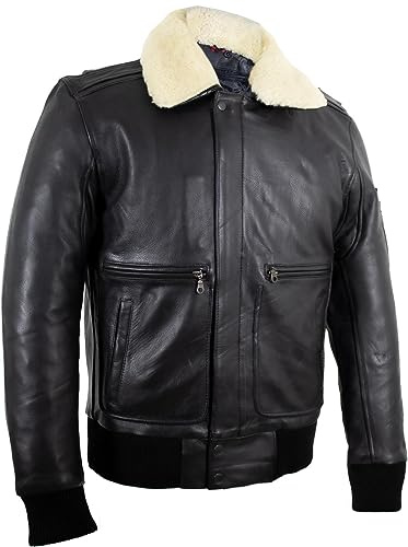 Herren Flieger Lederjacke Pilotenjacke mit Echtfell