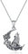 Wolf Halskette Mondsichel 925 Sterling Silber Anhänger Nordisch Wikinger Wolfsschmuck Geschenk für Frauen