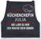 Schürze - Kochschürze Damen Frauen - Küchenchefin mit Name | Sei lieb zu mir ich koche dein Essen | Chefköchin - 85x69 - Jeans Blau - schürzen kochen kochschuerze koch kochschürzen