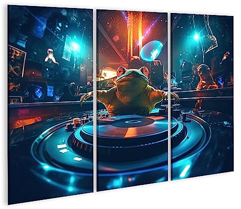 islandburner Prime Bild auf Leinwand Frosch Dj Sitting Top Turntable Frog Sitting Top Turntable A Bilder Wandbilder Poster