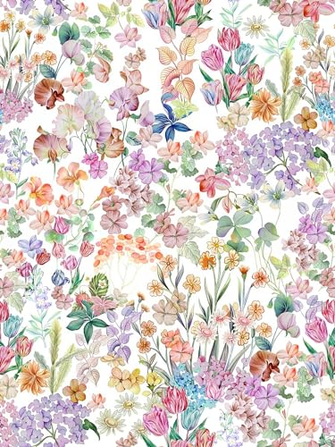 SOEWIOU Colourful Flower Wallpaper,300 * 44.5cm Thicken Waterproof Wallpaper Vinyl Self Adhesive Contact Paper for Home Bedroom Cabinets and Kitchen Deco