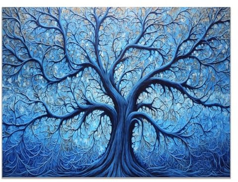 JOSUE Quadri Albero Della Vita Da Parete Albero minimalista Stampa Su Tela In Xxl Moderni,Blu, grigio Quadri Home Decor Ristorante Cucina Regalo Di Anniversario-70x100cm Non incorniciato