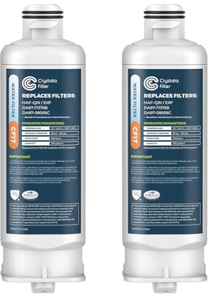 Crystala Filters CF17 Water Filter, NSF 42 Certified, 2 Pack for Samsung HAF-QIN, DA97-17376B, RF23M8070SG etc.