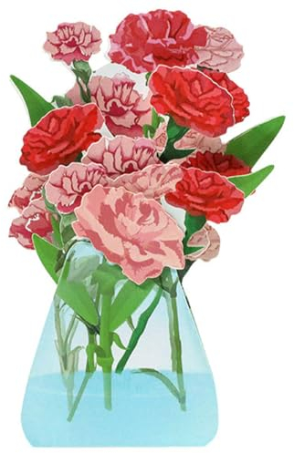 scicent Geburtstagskarte 50. Frau Pop Up Karte Blumenstrauß Blumenkarte-Blume mit Nelke Karte Hochzeits 3D Hochzeitskarte Blumen Grußkarte mit Umschlag - 22570