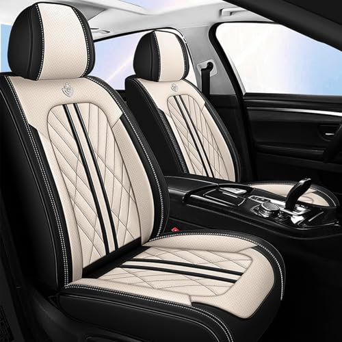 highsam Autositzbezüge Vordersitze Universal, Kunstleder Auto Sitzbezüge Set (Beige-Vorderes Paar)