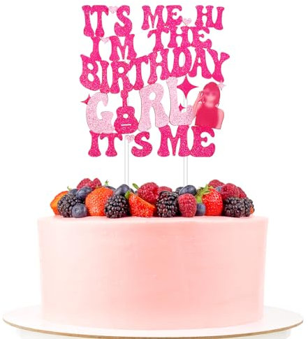Music Cake Topper Pink Cake Toppers Glitter Cake Pick Singer Cake Decorations Pink Girl Birthday Decorations for Music Fans Theme Party Favor Happy Birthday Party Supplies