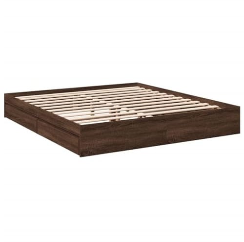 vidaXL Bettgestell, Bett mit Schubladen für Schlafzimmer, Bettrahmen mit Lattenrost, Schlafzimmerbett Doppelbett, Braun Eichen-Optik 200x200cm Holzwerkstoff