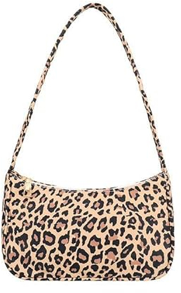 BAUIOREAD 1 borsetta, borsa da donna, alla moda, casual, piccola borsa a tracolla, a quadretti, tinta unita, borsa a tracolla con cerniera, tasca ascellare (motivo leopardato), motivo leopardato