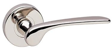 URBNLIVING Como Metal Lever Latch Door Handles Set Round Rose Design, Internal and External Use, Ideal for Home and Office, Easy Installation, Elegant Finish (Polished Nickel Rose)