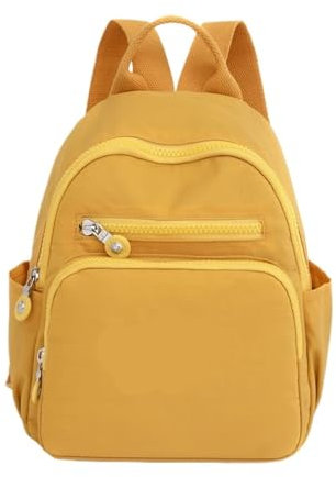 LNNXSZ Schulrucksack Damen Casual Rucksack Mode Mini Nylon Schultasche for Mädchen minimalistisch solide leichte kleine Reiserucksäcke(Yellow)