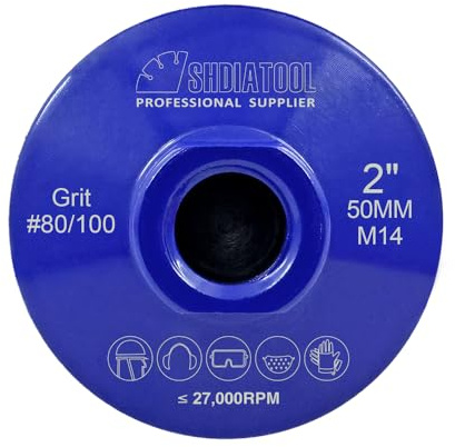 SHDIATOOL Diamant-Flachschleifscheibe 50mm Steinschleifscheibe Korn80/100 für Marmor Granit Quarz Mauerwerk M14 Gewinde auf Winkelschleifer