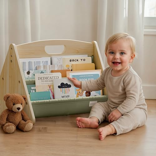 Dekoratives Bücherregal für Kleinkinder und Kinder – schönes Montessori-Regal zum Präsentieren aller Bücher für Ihre Kleinen – der perfekte Kinderzimmer-Organizer für Ihr Baby-Mädchen/Jungenzimmer &