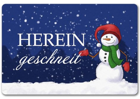speecheese Hereingeschneit Schneemann Fußmatte in 40x60 cm ohne Rand als schöne Dekoration für den Eingang zum Advent, zu Weihnachten und zur Winterzeit für Dein Zuhause