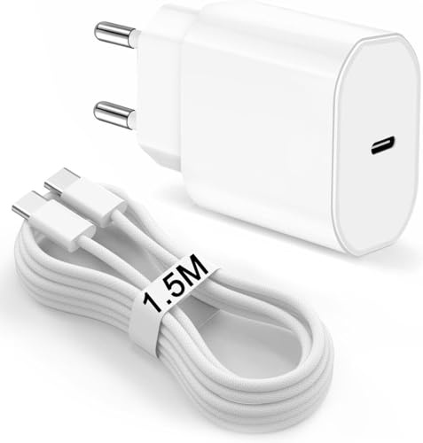 USB C Ladegerät mit 1,5m USB C Kabel - Ladekabel USB C Long Schnellladegerät Netzteil Kompatibel für IPhone 17 Air/16 Pro Max/15 Plus/16e,20W Type- C Handy Charger Power Adapter mit IPAD Pro 10/11/A16