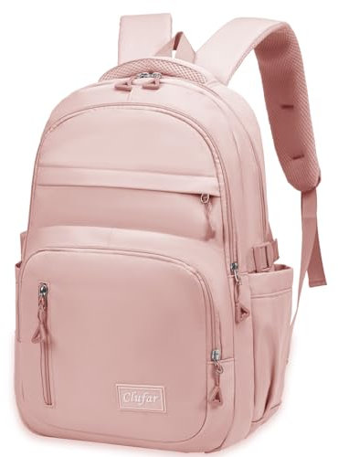 Clufar Zaino Scuola Superiore Ragazza Zaini Scuola Media Ragazzo con Scomparti Casual Daypacks Donna Impermeabile School Bag Superiore Università per Viaggio,Rosa