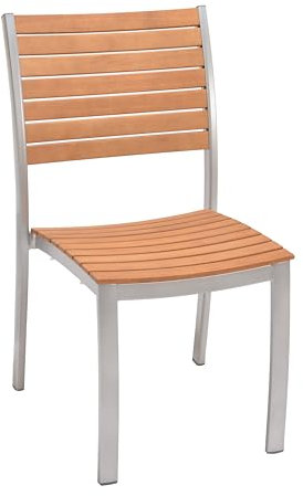 METRO Professional Silla de Jardín Lynx, Aluminio/Madera de Eucalipto, para Exterior, Madera/Plata