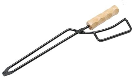 Pinze per Barbecue in Metallo e Legno con Manico Lungo, bruciatore a Legna, Clip per Carbone, Attrezzatura da Campeggio Leggera e Portatile per Esterni (Set di pinze per Barbecue) ()