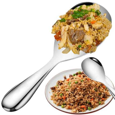 Rice Cooker Spoon, Rice Spoon Paddle - Thickened Stainless Steel - Rice Spoon - Non-Stick Kitchen Spatula Heat Resistant Potato Server for Home Chef Restaurant Hotel