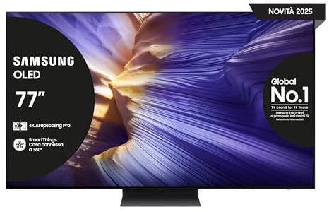 Samsung Smart TV 77'' QE77S94FAEXZT OLED 4K, NQ4 AI Gen3 Processor, 4K AI Upscaling Pro, Motion Xcelerator 144Hz, Dolby Atmos & OTS Lite, LaserSlim Design, 2025