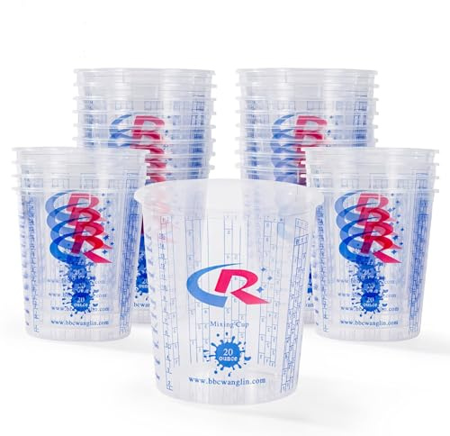 CR CHRWLIN Set di 36 bicchieri per miscelazione della vernice, 680 ml, con 12 coperchi, in plastica PP resistente, graduati, per resina epossidica, pittura artistica, auto e vernice acrilica