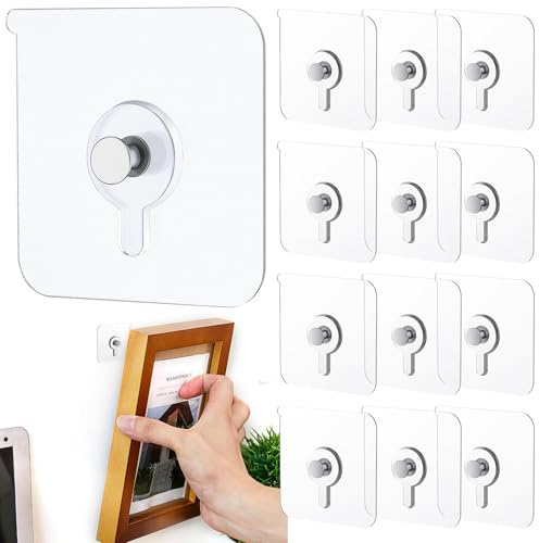 Ganci Adesivi per Quadri Muro,40 Pezzi Appendi Quadri Senza Chiodi Trasparenti,Ganci Adesivi Per Quadri,Chiodi Per Muro per Cornici,Foto,Decorazioni Murali (6 x 6 cm)