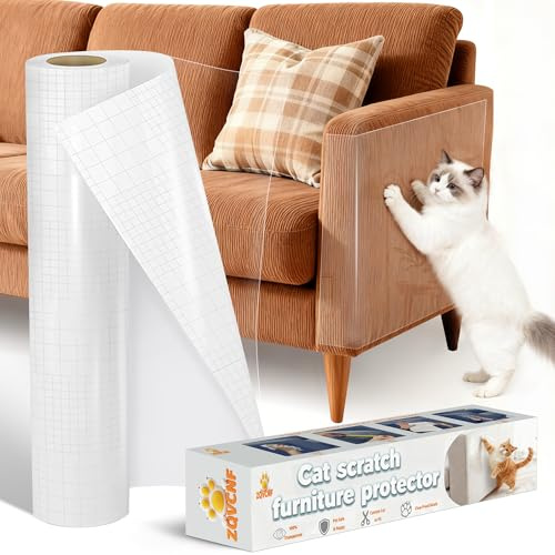 ZQVCNF Kratzschutz Sofa Katze Selbstklebend Transparent 43cm x 5m | Anti-Kratz Tape für Sofa, Möbel & Wand - Hochflexible Kratzfolie gegen Katzenkräzer - Reißfest & Invisible Schutz