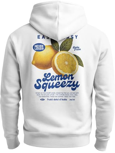 Neverless® Herren Sweatjacke Backprint Lemon Squeezy Zipjacke Zip-Hoodie Dolce Vita Männer Fashion Streetstyle