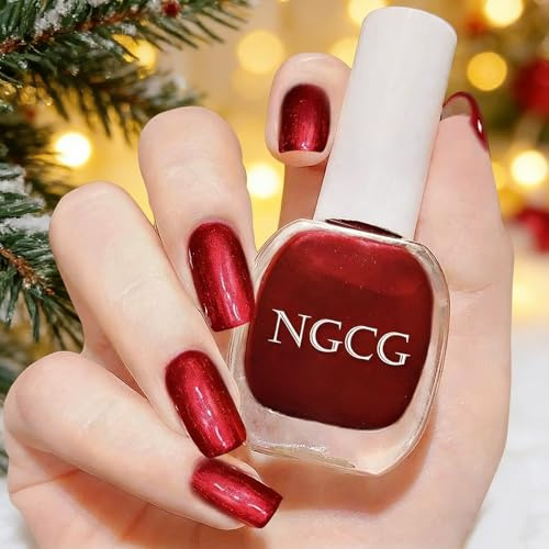 Farbe Glitzer Nagellack Burgund großes Volumen schnell trocknender Nagellack, lang anhaltender Glanz, Fingernagel Zehennagel Nagelkunst DIY Zuhause Reise Nailart Geschenk für Nail Art (Burgunderrot A)