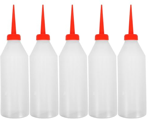 NUOBESTY 5Pcs 500Ml Sewing Machine Oiler Can Set with Needle Tip Oil Dispenser Bottles, Long Spout Squeeze Oil Dispensers for Precise Sewing Machine Needle and DIY Craft Use