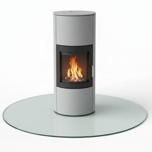 Mucola Glasplatte rund Funkenschutzplatte Ø 80 cm ESG Sicherheitsglas 6 mm | Kaminplatte bis 250 °C temperaturbeständig, kratzfest, polierte Kanten, transparent, auch als Tischplatte nutzbar