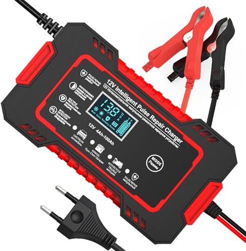 LJLBFB Chargeur Batterie Moto pour Yamaha Xmax 125 250 300 400, Écran LCD, Arrêt Auto, Charge Protections Multiples Chargeur d'entretien de Moto