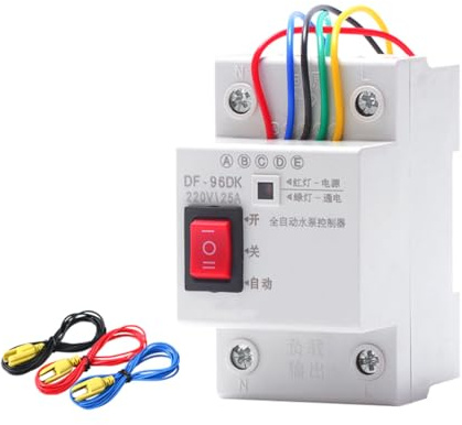 Ticha Interruptor de control automático para nivel de bomba de torre de agua y 3 sondas de 5 metros, 25 A 220 V, interruptor de relé de nivel de llenado