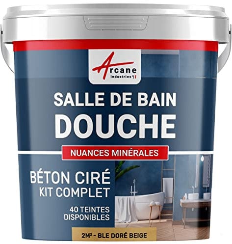béton ciré salle de bain, douche italienne, pièce d'eau, kit, beton, cire, salle de bains, douche italienne - 2 m² (en 2 couches) Blé Doré Beige - ARCANE INDUSTRIES
