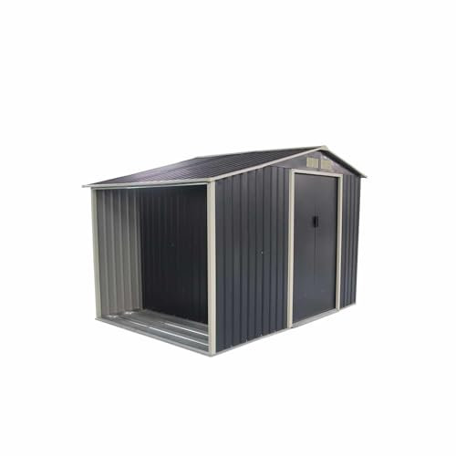Gardiun Abri de Jardin en Métal Toronto avec Range Bûches 3,53 m² 127x278x195 cm Ext. Acier Galvanisé Gris