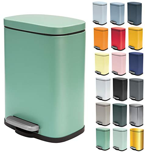 Spirella Kollektion Akira Abfalleimer mit Pedal 21,5 x 17,6 x 30 cm (5 Liter), Stahl, Grün