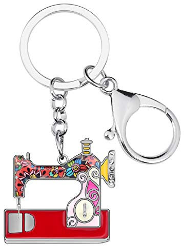 BONSNY Emaille Metall Neuheit Nähmaschine Schlüsselanhänger für Frauen Mädchen Geschenk Auto Geldbörse Tasche Ringe Charms, Rot/Ausflug, einfarbig (Getaway Solids)