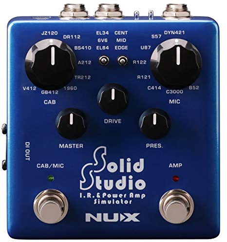 NUX Solid Studio IR Power Amp Simulator IR Loader with Built-in Cabinet Microphones and Microphone Positions and Power Amp Simulator with 3 Tubes and Power Amp Controls