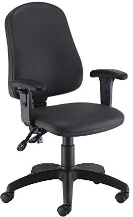 Office Hippo Office Chair With Height Adjustable Arms, Computer Desk Chair with Curved Back, Swivel Chair with Adjustable Backrest, Home Office Chair with Wheels, Max 115kg, 2 Year Wty - Black PU