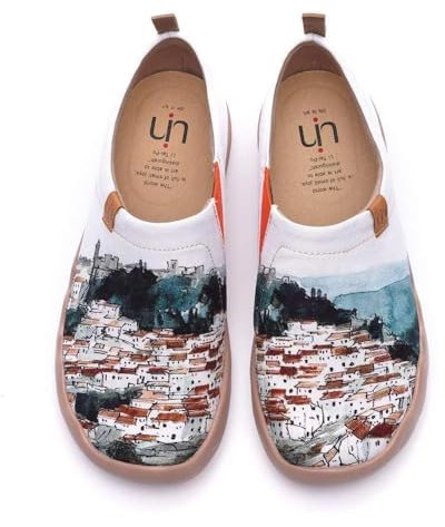 UIN Estilo Español Mocasín de Mujer Verano,Mocasín de Comodas Casual Diseñado Holgazán de Mujer Zapatos Comodos de Zapatos Mujer Lona 42