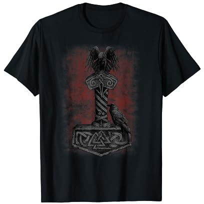 Nordische Mythologie Mjölnir Thor Hammer Raben Odins Midgard T-Shirt