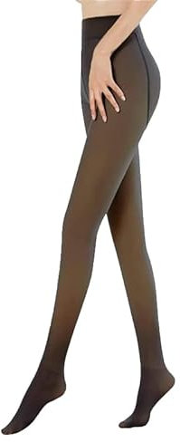 Blentude Jambes Faux Collant Polaire Chaud Translucide Slim Extensible pour Les Femmes d'hiver en Plein Air-black(210g)