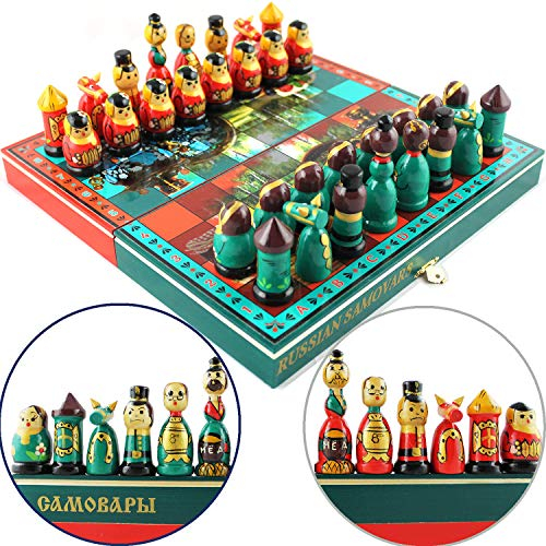 AEVVV Themed Chess Set Traditional Russian Samovar 32 Count 2 Players 12+