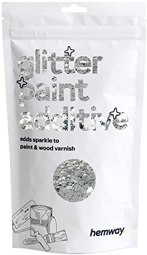 Hemway Glitter Paint Additive - Silver Stars | Shaped Metallic Flakes for Adding Sparkle to Paints & Wood Varnish | Add to Emulsion, Acrylic & Latex for Indoor Sparkly Walls | 100 g