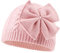 XIAOHAWANG Baby Mütze Mädchen Strickmütze Kinder Wintermütze Warm Kindermützen Mit Schleife (Rosa, Gr.M(6-24Monate)