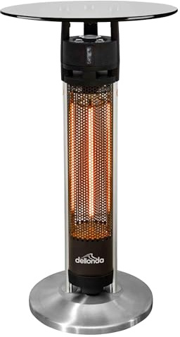 Dellonda Bistro Bar Table with 1600W Patio Heater, 95cm, Black/Stainless Steel - DG63