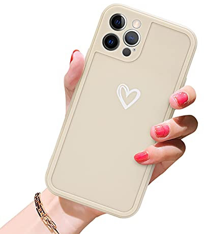 Newseego Compatible for iPhone 12 Pro Case,Heart iPhone 12 Pro Silicone Case Cute Love-Heart Simple Pattern iPhone 12 Pro Phone Case for Grils Shockproof Full Protective Case for iPhone 12 Pro-White