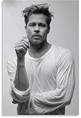 Poster, Schauspieler Star Brad Pitt Poster, Kunstdruck auf Leinwand, modernes Familienschlafzimmer, ästhetische Dekoration, 20 x 30 cm
