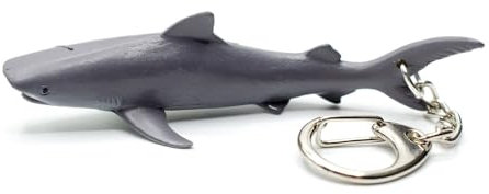 Miniblings Tigerhai Schlüsselanhänger Fisch Hai Haifisch dunkelgrau grau - Handmade Modeschmuck I Anhänger Schlüsselring Schlüsselband Keyring