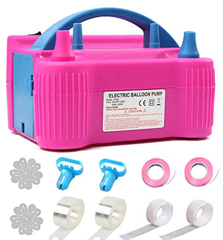 Balloon Pump Electric Air Inflator Pump, Portable Dual Nozzle Electric Balloon Pump, Balloon Machine Ballon Pumper Arch for Party Birthday Wedding Decoration 220V-240V 600W UK Plug
